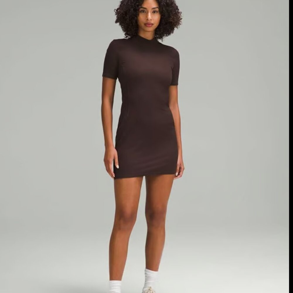 Lululemon All Aligned Ribbed Short-Sleeve Dress Espresso Size 10